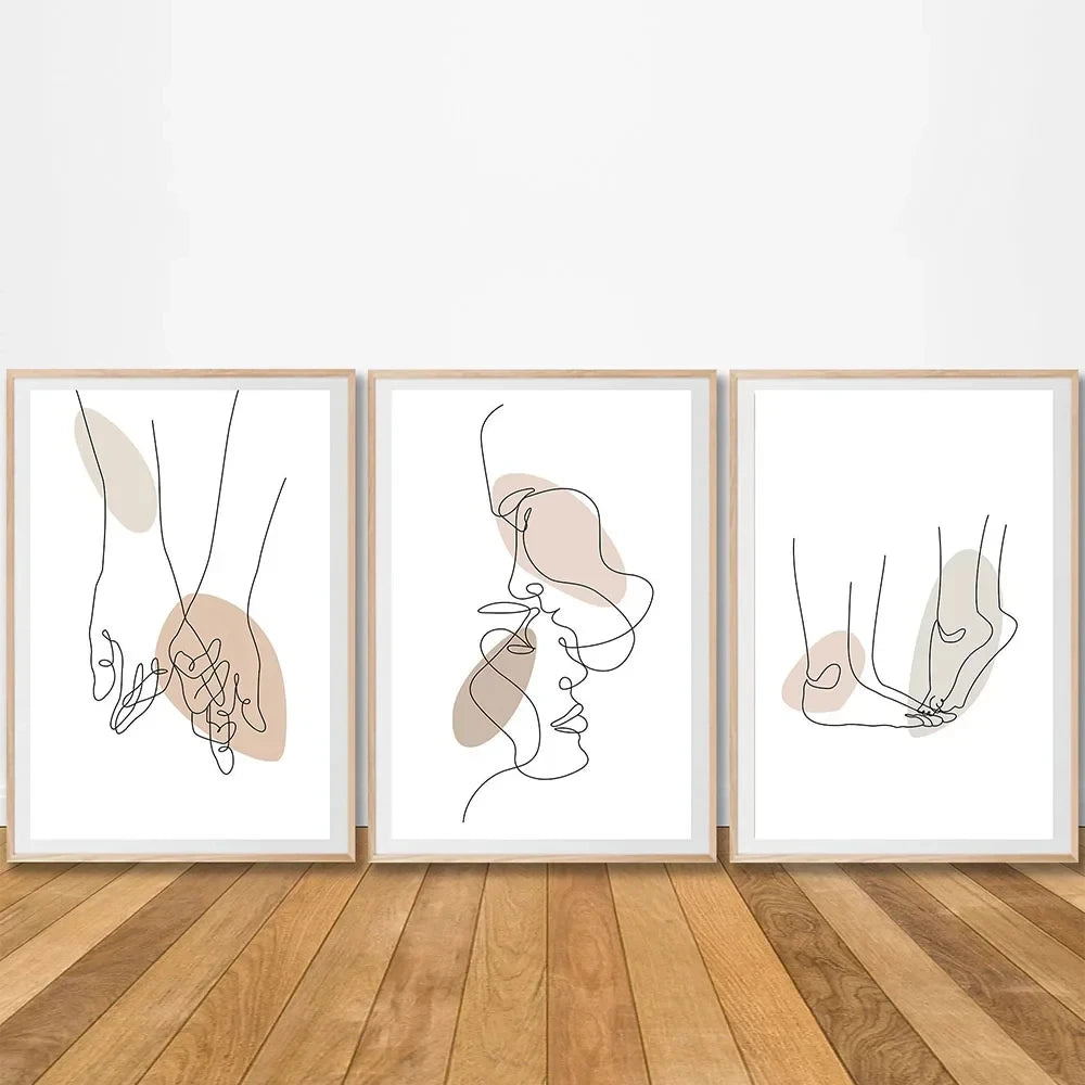 Couple Romantic Love, Fine Line Art