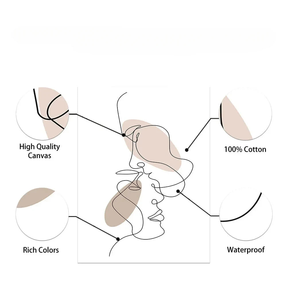 Couple Romantic Love, Fine Line Art
