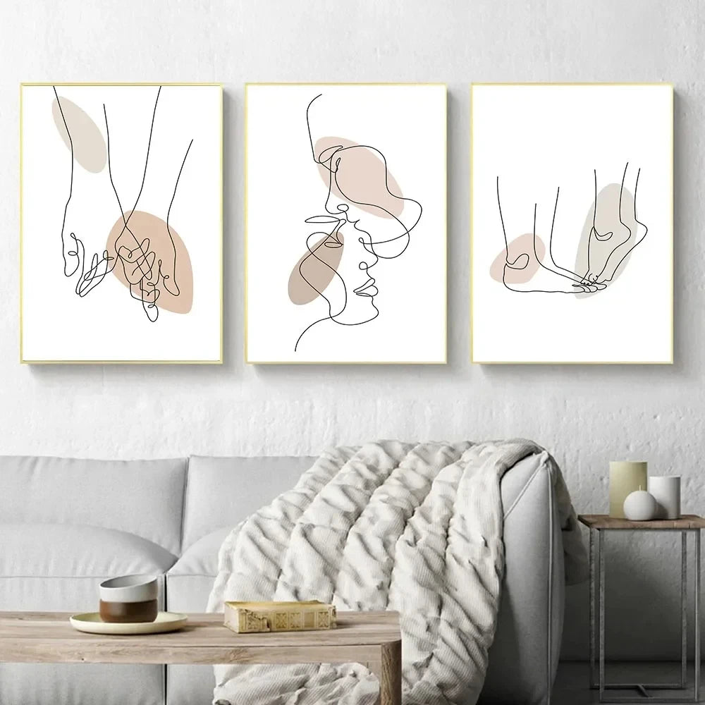 Couple Romantic Love, Fine Line Art